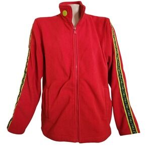 Ethika Mens Red Fleece Full Zip Jacket Logo Tape Sleeves S RN139885 outdoor